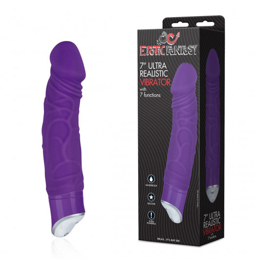 Фиолетовый реалистичный вибратор с 7 режимами - 16 см. Фиолетовый реалистичный вибратор с 7 режимами - 16 см.