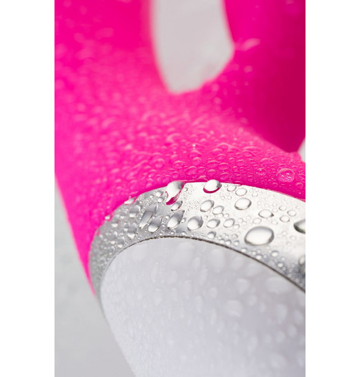 Розовый силиконовый вибратор с клиторальным стимулятором LIA - 19 см.