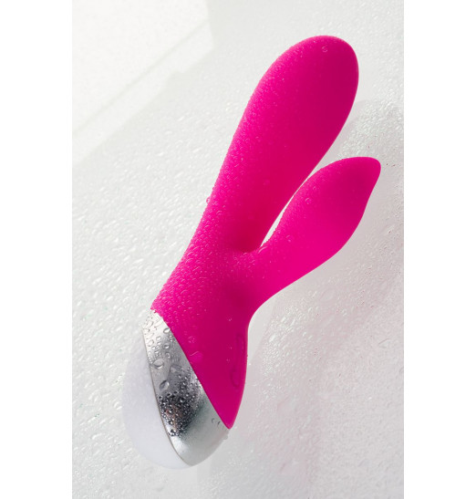 Розовый силиконовый вибратор с клиторальным стимулятором LIA - 19 см.