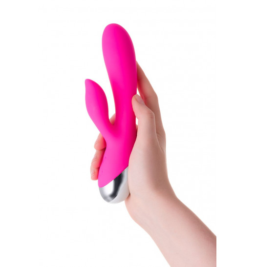 Розовый силиконовый вибратор с клиторальным стимулятором LIA - 19 см.