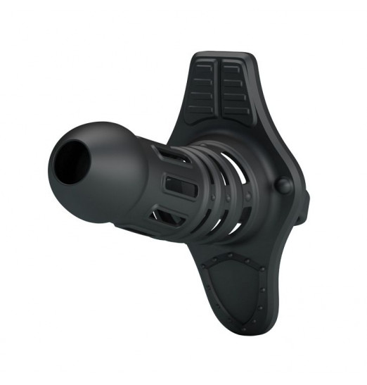 Черная рельефная насадка на пенис Hercules Penis Sleeve - 11,5 см.