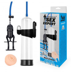 Прозрачная вакуумная вибропомпа Sex Expert с насадкой-вагиной