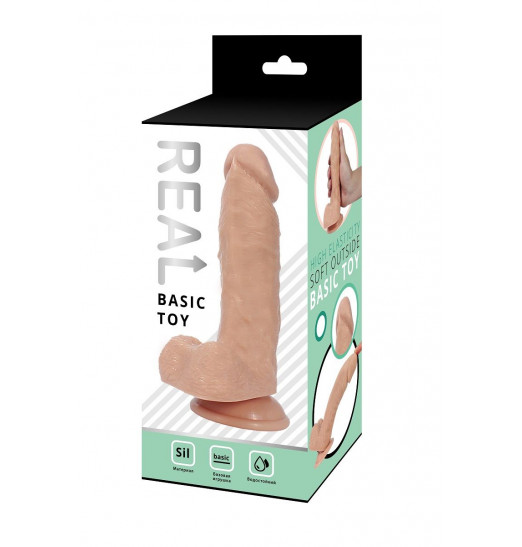 Реалистичный фаллоимитатор REAL с мошонкой на присоске - 17 см.