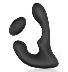 Черный силиконовый вибромассажер простаты с пультом ДУ