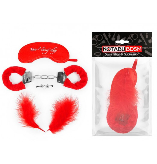 Набор красных БДСМ-аксессуаров из 4 предметов