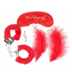 Набор красных БДСМ-аксессуаров из 4 предметов