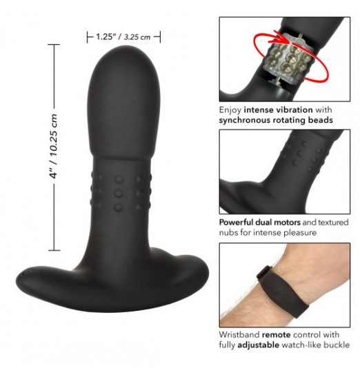 Черный массажер простаты с браслетом-пультом Eclipse Wristband Remote Beaded Probe - 12,75 см. Черный массажер простаты с браслетом-пультом Eclipse Wristband Remote Beaded Probe - 12,75 см.