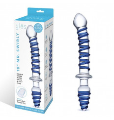 Двусторонний фаллоимитатор с анальной пробкой Mr. Swirly Dildo   Butt Plug - 25 см.