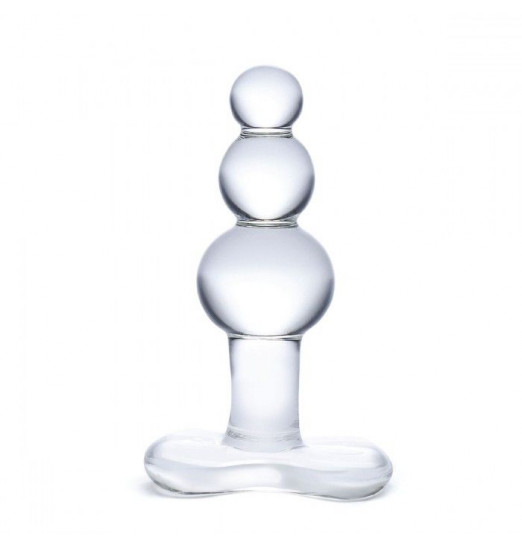 Прозрачная анальная пробка-елочка с 3 шариками Butt Plug with Tapere Base - 11 см.