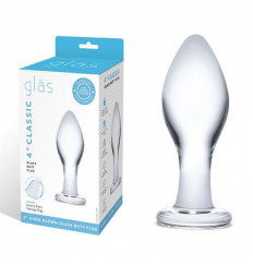 Прозрачная округлая анальная пробка Classic Glass Butt Plug - 10 см.