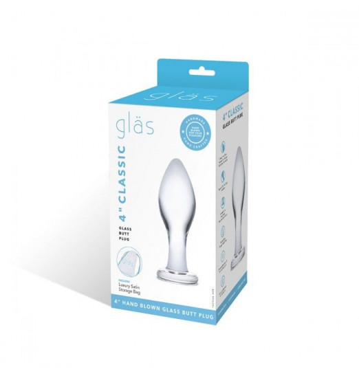 Прозрачная округлая анальная пробка Classic Glass Butt Plug - 10 см.
