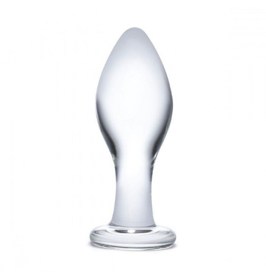 Прозрачная округлая анальная пробка Classic Glass Butt Plug - 10 см.