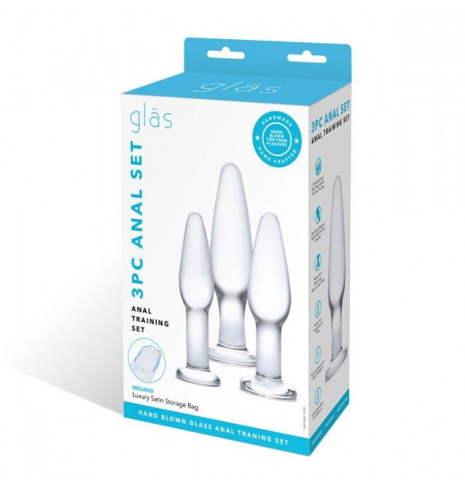 Набор из 3 стеклянных анальных пробок разного размера
