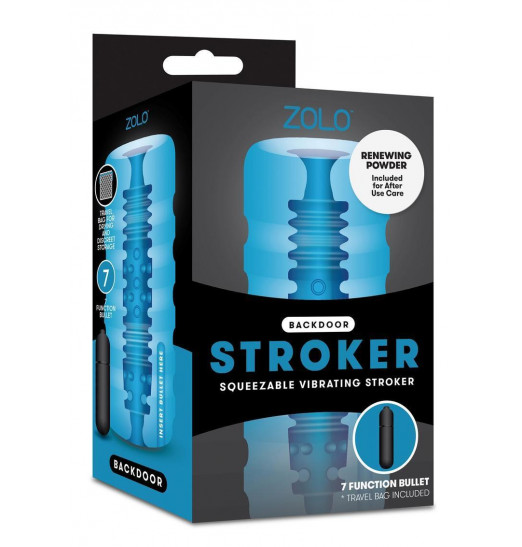 Голубой мастурбатор с вибрацией Zolo Backdoor Squeezable Vibrating Stroker Голубой мастурбатор с вибрацией Zolo Backdoor Squeezable Vibrating Stroker