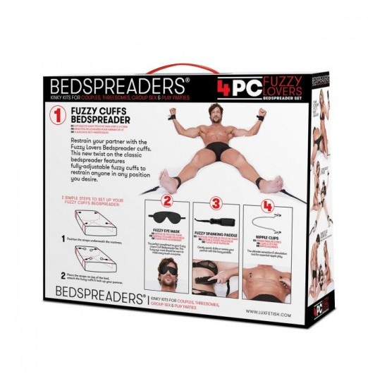 Черный набор БДСМ для фиксации на кровати Черный набор БДСМ для фиксации на кровати