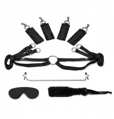 Черный набор БДСМ для фиксации на кровати