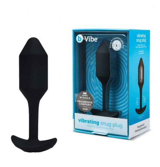 Чёрная пробка для ношения с вибрацией Snug Plug 2 - 11,4 см.