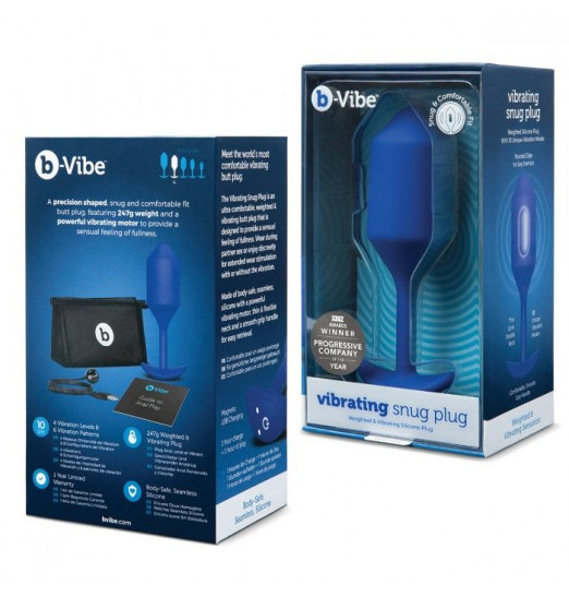 Синяя пробка для ношения с вибрацией Snug Plug 4 - 14 см. Синяя пробка для ношения с вибрацией Snug Plug 4 - 14 см.