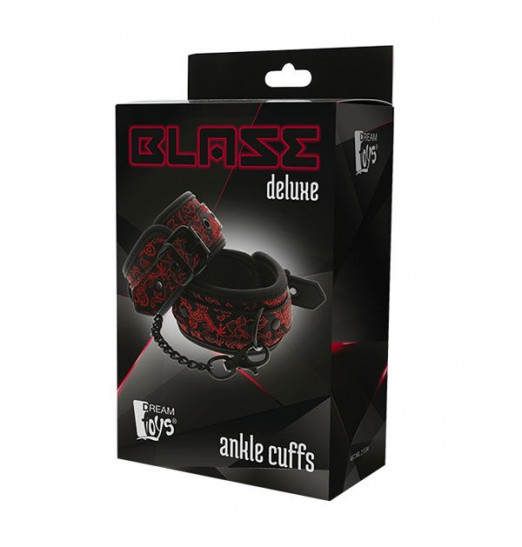 Черно-красные оковы с цепочкой ANKLE CUFFS