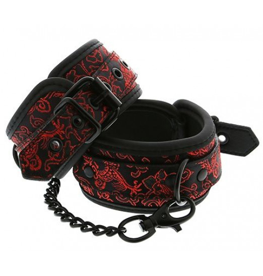 Черно-красные оковы с цепочкой ANKLE CUFFS