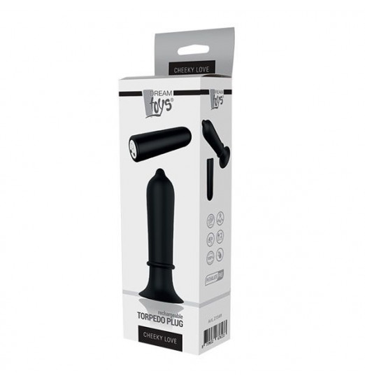 Черный вибромассажер для анальной стимуляции TORPEDO PLUG - 11,2 см.