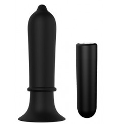 Черный вибромассажер для анальной стимуляции TORPEDO PLUG - 11,2 см.