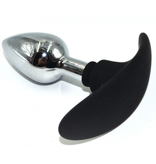 Серебристая пробка для ношения из стали с силиконовым ограничителем - 9,5 см. Серебристая пробка для ношения из стали с силиконовым ограничителем - 9,5 см.