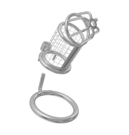 Серебристый мужской пояс верности на замочке