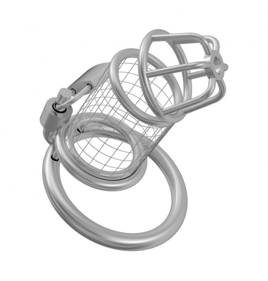 Серебристый мужской пояс верности на замочке