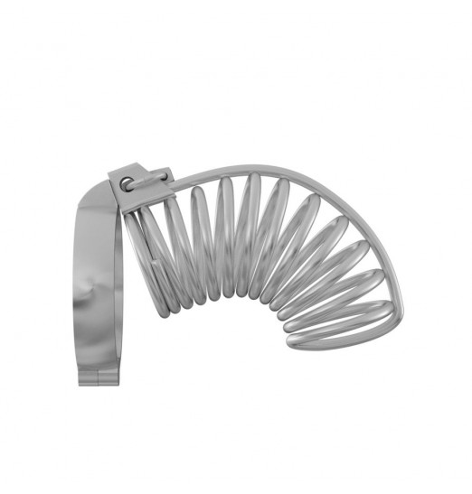 Серебристый мужской пояс верности в виде колечек с замочком Серебристый мужской пояс верности в виде колечек с замочком