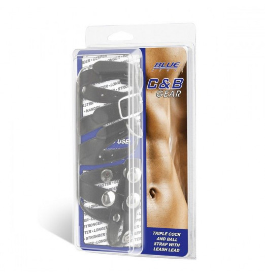 Комбинированный ремень на пенис с 3 кольцами и разделителем мошонки