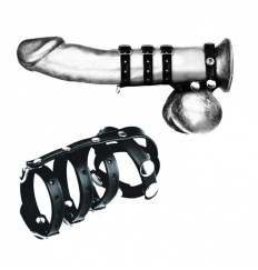 Комбинированный ремень на пенис с 3 кольцами и разделителем мошонки