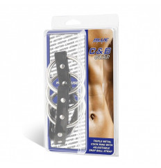 Тройное металлическое кольцо на пенис с регулируемым ремешком