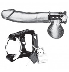 Металлическое кольцо на пенис на ремешке с замочком