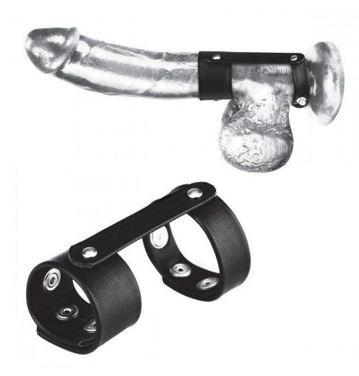 Двойной поддерживаюший ремень для пениса с заклепками