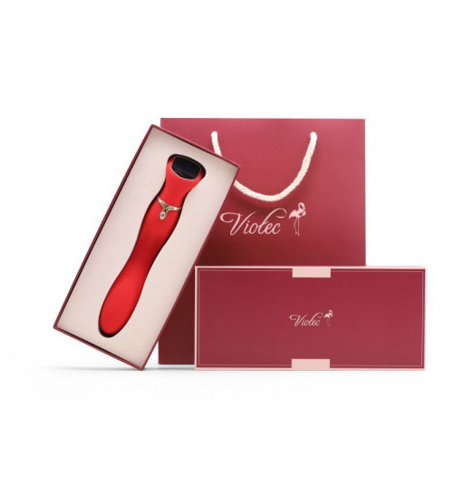 Красный вибратор с screen-touch управлением MIRACLE CHANCE - 21 см.