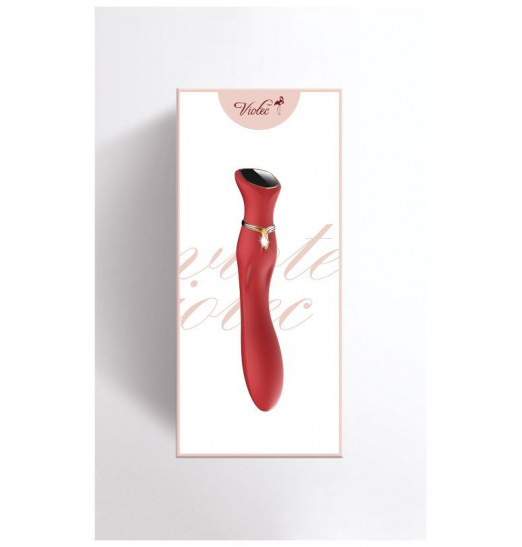 Красный вибратор с screen-touch управлением MIRACLE CHANCE - 21 см.