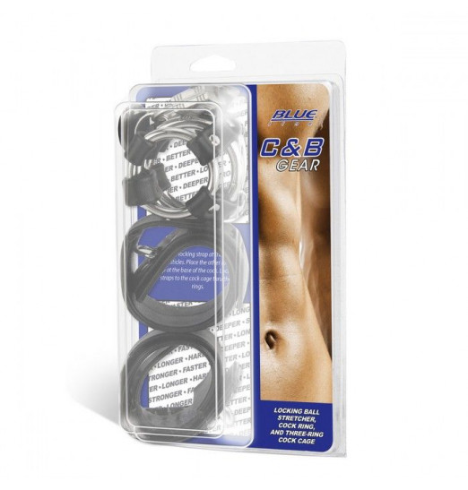 Комплект для мошонки и члена с 2 кольцами с замочками