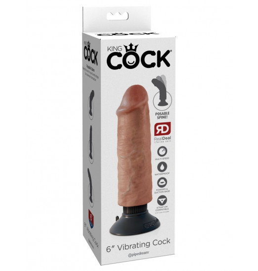 Вибромассажер-мулат 6  Vibrating Cock - 17,8 см.