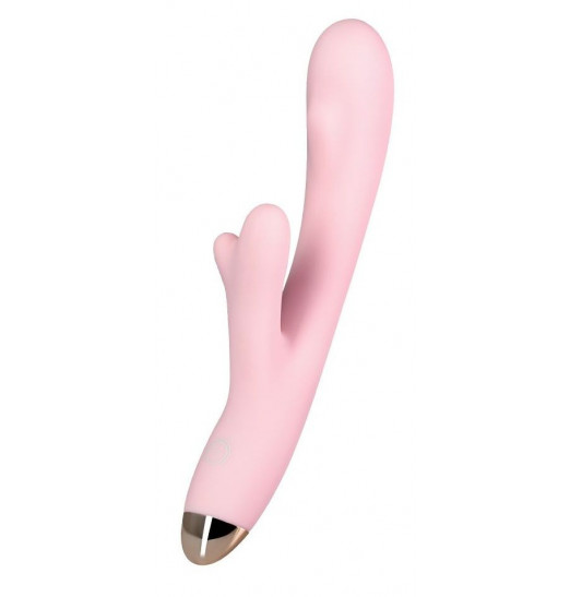 Розовый вибромассажер MERYL со стимулятором клитора - 22,5 см.