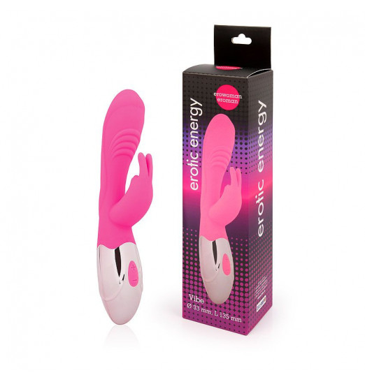 Розовый вибромассажер с клиторальным зайчиком