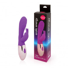 Фиолетовый вибромассажер с клиторальным зайчиком