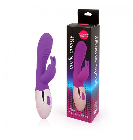 Фиолетовый вибромассажер с клиторальным зайчиком Фиолетовый вибромассажер с клиторальным зайчиком