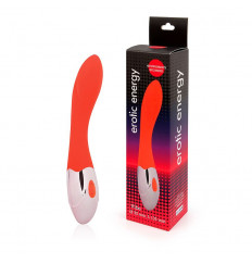 Красный изогнутый вибромассажер с 10 режимами вибрации