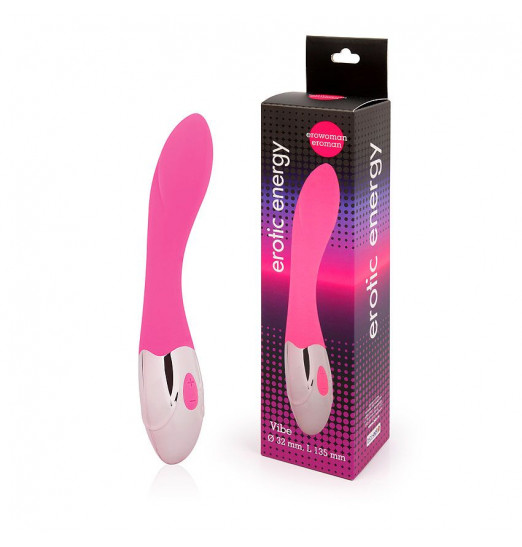 Розовый изогнутый вибромассажер с 10 режимами вибрации