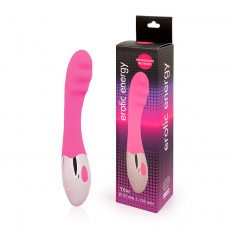 Розовый ребристый вибромассажер с 10 режимами вибрации