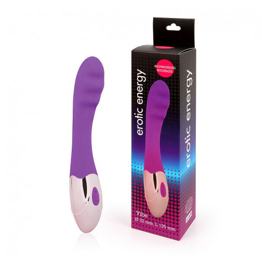 Фиолетовый ребристый вибромассажер с 10 режимами вибрации