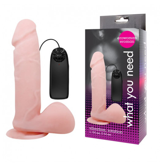 Реалистичный фаллоимитатор с ротацией EROWOMAN - 19,5 см.