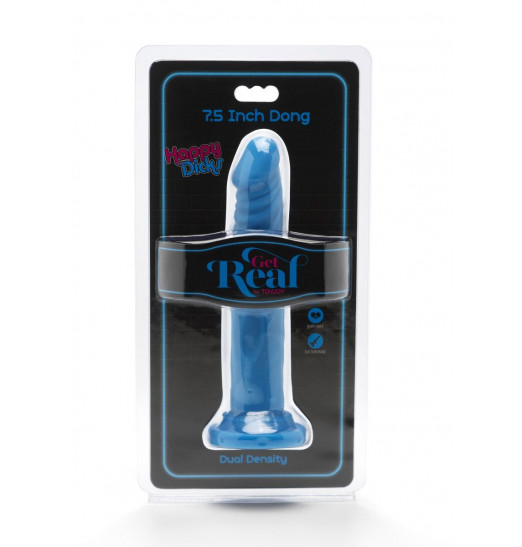 Голубой фаллоимитатор на присоске Happy Dicks Dong 7.5 inch - 19 см.