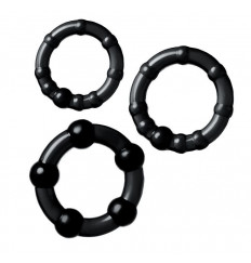 Набор из 3 черных силиконовых эрекционных колец разного размера